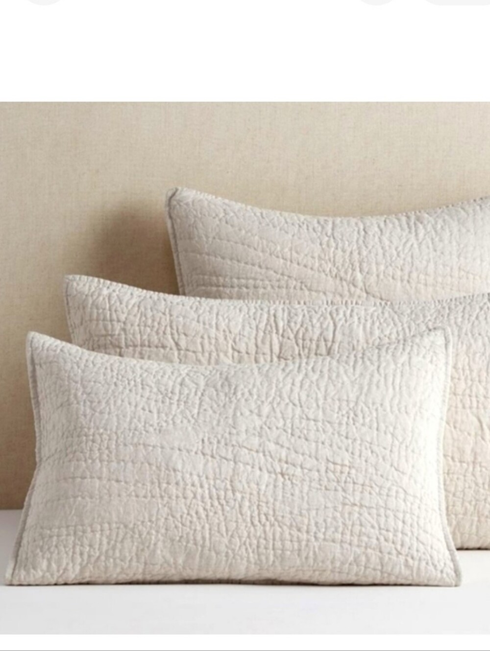 NWT Pottery Barn Belgian Flax Linen Hand Stitch Pillow Sham In Color Flax King
